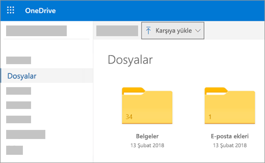 OneDrive’da dosya veya resimleri karşıya yükleme