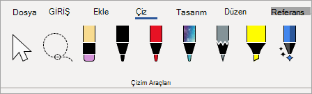 Microsoft 365 Çizim Araçları kalemleri