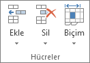 Giriş sekmesinde Hücreler grubu