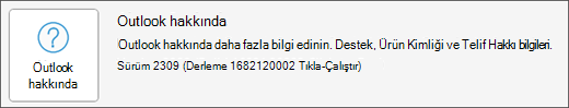 Outlook Hakkında kutusunu seçin.