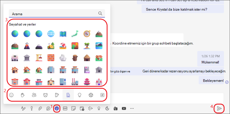 Sohbet emojisi menüsü ve galerisi