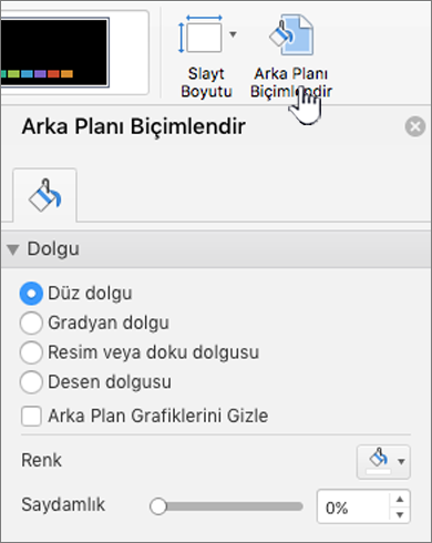 Arka plan biçimini ayarlama