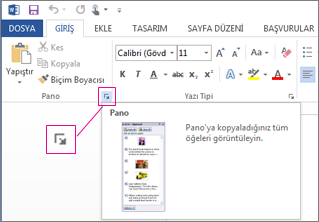 Word 2013'te Office Panosunu açma