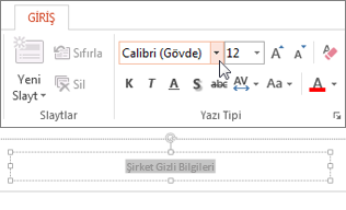 Alt bilgi yazı tipini değiştirme