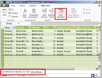 PowerPivot sekmeli pencere