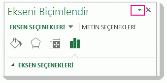 Köşeli çift ayracın vurgulandığı Ekseni Biçimlendir bölmesinin üst kısmı