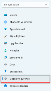 Windows 11'de gizlilik ayarları nerede bulunur.