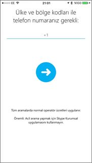 İOS için Skype Kurumsal 'da geri arama numarası ekranı