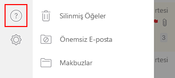 iOS için Outlook’ta sol gezinti bölmesinin resmi.