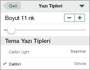 Yazı tipi boyutunu değiştirme