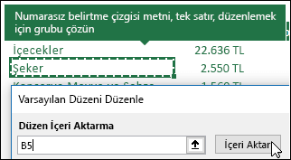 Mevcut PivotTable ayarlarını herhangi bir PivotTable seçip İçeri Aktar’a tıklayarak içeri aktarma