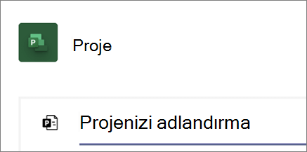 Teams'de yeni bir projeyi adlandırmak için Project iletişim kutusunun ekran görüntüsü