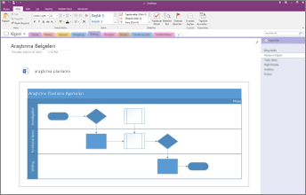 OneNote 2016’ya eklenen Visio grafiğinin ekran görüntüsü.