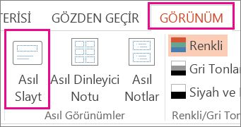 Görünüm sekmesinde Asıl Slayt'ı tıklatın.