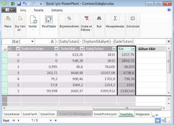 Power Pivot'ta Hesaplanan Sütun