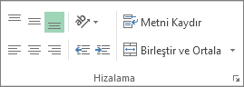 Giriş sekmesinde Hizalama grubu