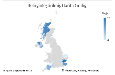 Excel Harita Grafiği Belirgin veri grafiği