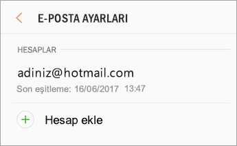 Ayarlar > Hesap ekle