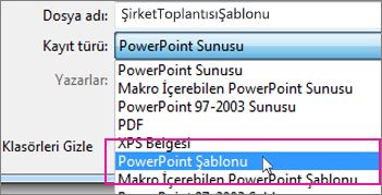 PowerPoint Şablonu olarak kaydetme