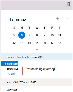 Outlook Mac için günüm menüsü.