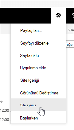 Ayarlar düğmesinin altındaki Site ayarları seçeneği