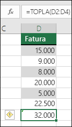 Formül bir aralıktaki hücreleri atlıyorsa, Excel hata görüntüler