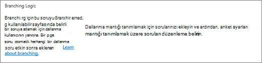 Yeni soru iletişim kutusundaki dallama mantığı bölümü