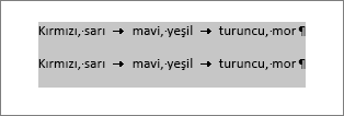 Tabloya dönüştürülecek metin