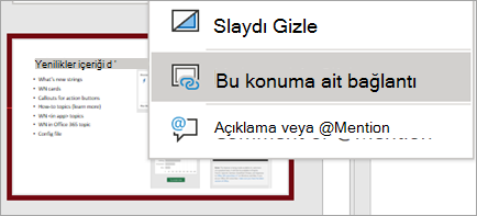 Bu Slayda Bağlantı sağ tıklama menüsünü gösterir