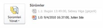 PowerPoint backstage alanında sürüm geçmişi