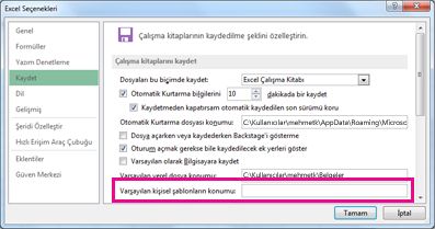 Çalışma kitaplarını kaydetmek için ayarlayabileceğiniz seçenekler