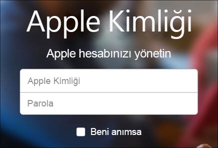 iCloud kullanıcı adınız ve parolanızla oturum açın