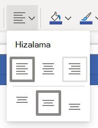 Visio Online şeridindeki Metni Hizala düğmesi