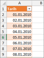 Power Pivot’ta tarih sütunu