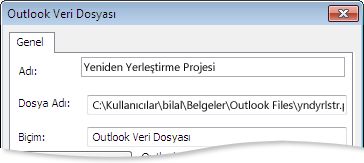 Outlook Veri Dosyası iletişim kutusu