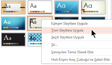 Tüm Slaytlara Uygula