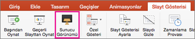 Slayt Gösterisi sekmesinde Sunucu Görünümü