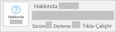 Tıkla-Çalıştır’da sürüm ve derlemeyi gösteren ekran görüntüsü