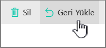 SharePoint Online Geri Yükle düğmesi vurgulanmış