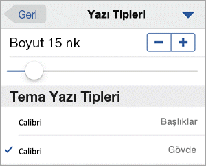 Yazı tipi boyutunu seçme