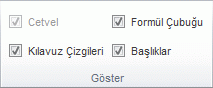Görünüm sekmesindeki Göster grubunda Seçenekler