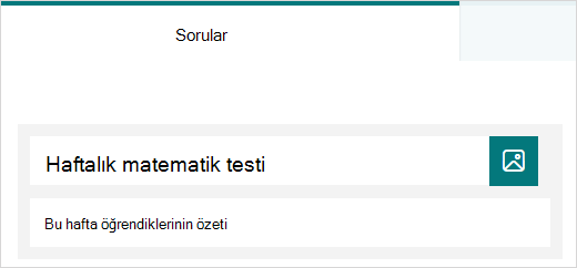 Microsoft Forms'daki test için başlık ve açıklama örneği