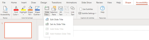 Web için PowerPoint'teki erişilebilirlik şeridi.