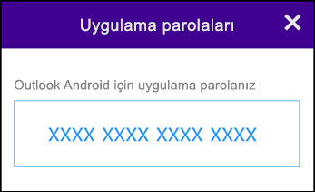 Uygulama parolanızı not alın