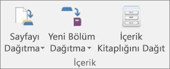 Sınıf Not Defteri sekmesinde bulunan Sayfayı Dağıt, Yeni Bölümü Dağıt ve İçerik Kitaplığını Dağıt simgeleri.