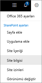 Site bilgilerinin seçili olduğu Ayarlar menüsü