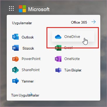 OneDrive uygulamasını açın