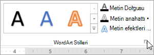 WordArt Stilleri iletişim kutusu başlatıcısını seçme