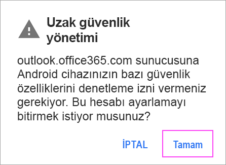 Karşılaştığınız tüm bilgi istemlerinde Tamam'a tıklayın.