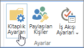 Şeritteki SharePoint Kitaplığı Ayarları düğmeleri